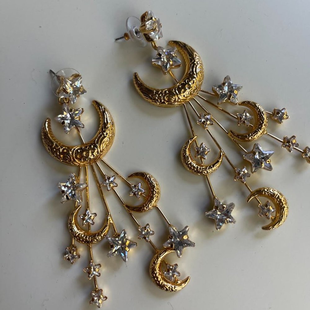 Jennifer Behr Celestial Star Moon Earrings